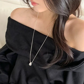 Duon Tears Drop Surgical Steel Snake Chain Long Necklace