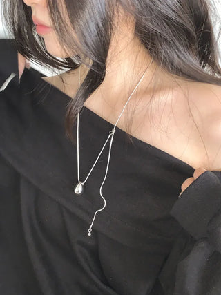 Duon Tears Drop Surgical Steel Snake Chain Long Necklace