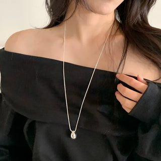 Duon Tears Drop Surgical Steel Snake Chain Long Necklace