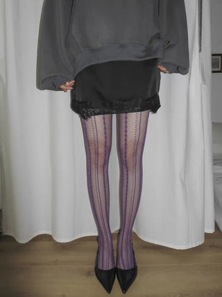 Diverso Line Vertical Pattern Mesh Tucked-Along Pantyhose
