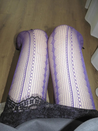 Diverso Line Vertical Pattern Mesh Tucked-Along Pantyhose