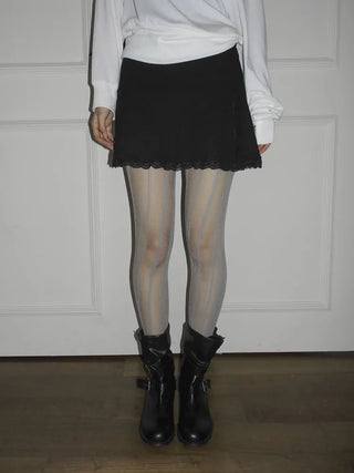 Diverso Line Vertical Pattern Mesh Tucked-Along Pantyhose