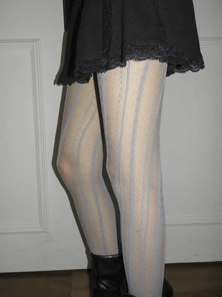 Diverso Line Vertical Pattern Mesh Tucked-Along Pantyhose