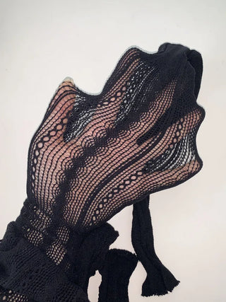 Diverso Line Vertical Pattern Mesh Tucked-Along Pantyhose