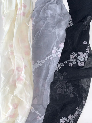 Sakura Bloom Flower Pattern See-through Stockings