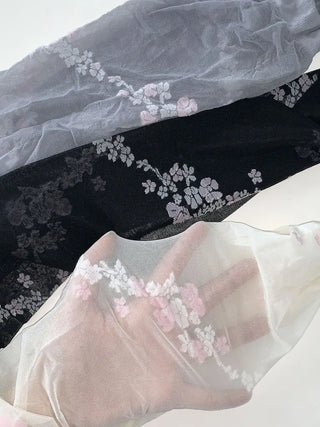 Sakura Bloom Flower Pattern See-through Stockings
