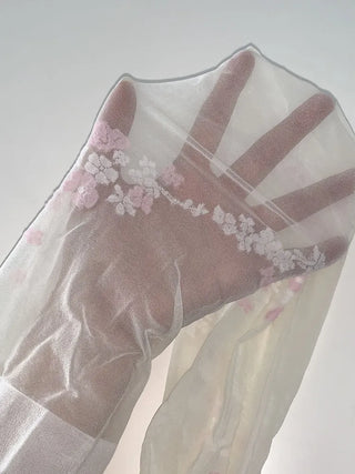 Sakura Bloom Flower Pattern See-through Stockings