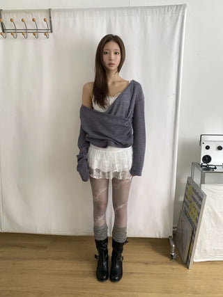 Sakura Bloom Flower Pattern See-through Stockings