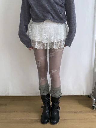 Sakura Bloom Flower Pattern See-through Stockings