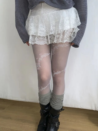 Sakura Bloom Flower Pattern See-through Stockings