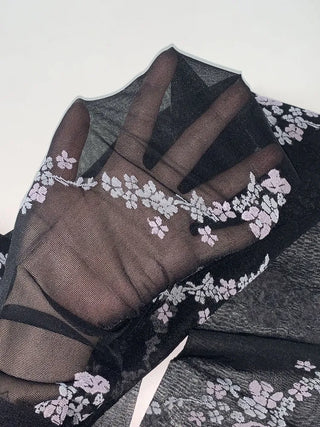 Sakura Bloom Flower Pattern See-through Stockings