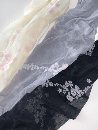 Sakura Bloom Flower Pattern See-through Stockings