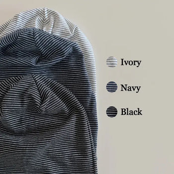 Fine Stripe Cotton Beanie Hat