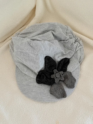 Denim Flower Shirred Cotton Cap