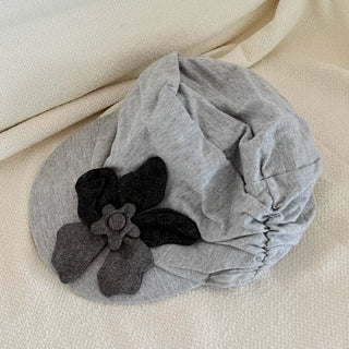 Denim Flower Shirred Cotton Cap