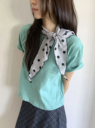 Motte Spot Dot Pattern Ruffle Triangle Scarf