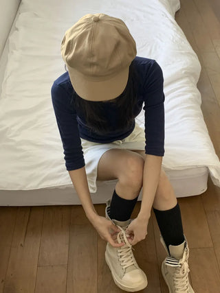 Domeo Curve Classic Plain Newsboy Cap Baker's Hat