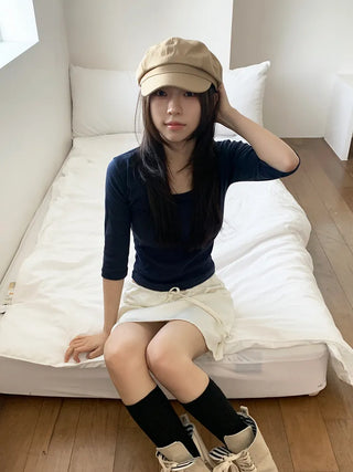 Domeo Curve Classic Plain Newsboy Cap Baker's Hat