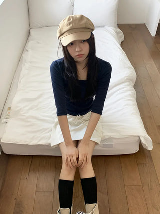 Domeo Curve Classic Plain Newsboy Cap Baker's Hat