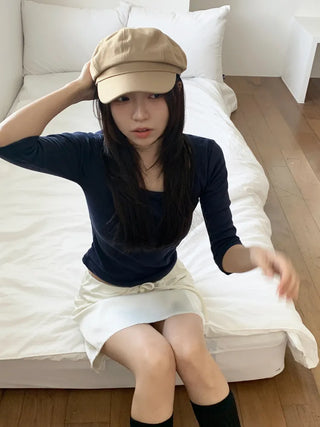 Domeo Curve Classic Plain Newsboy Cap Baker's Hat