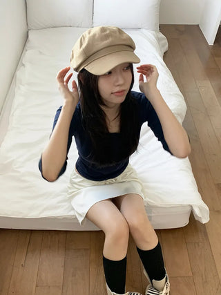 Domeo Curve Classic Plain Newsboy Cap Baker's Hat