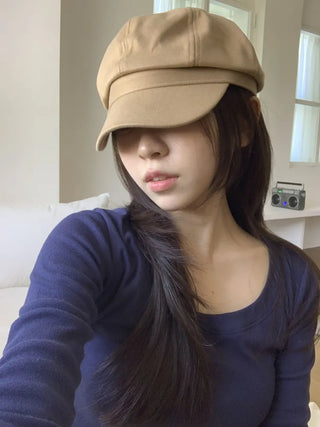 Domeo Curve Classic Plain Newsboy Cap Baker's Hat