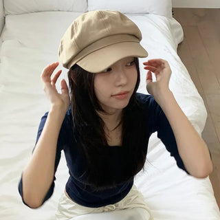 Domeo Curve Classic Plain Newsboy Cap Baker's Hat