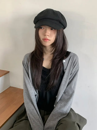 Domeo Curve Classic Plain Newsboy Cap Baker's Hat