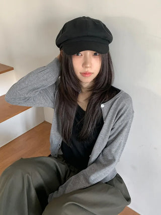 Domeo Curve Classic Plain Newsboy Cap Baker's Hat