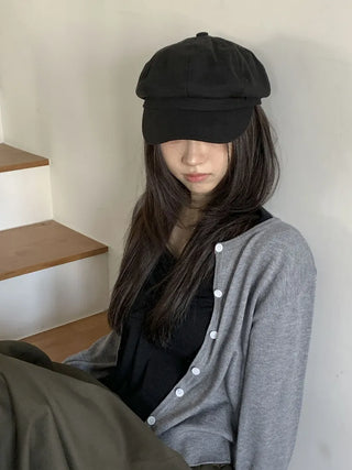Domeo Curve Classic Plain Newsboy Cap Baker's Hat