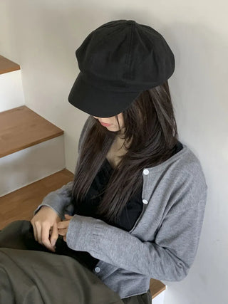 Domeo Curve Classic Plain Newsboy Cap Baker's Hat