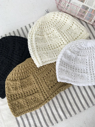 Heart Knit Mesh Beanie Hat