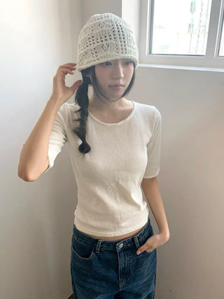 Heart Knit Mesh Beanie Hat