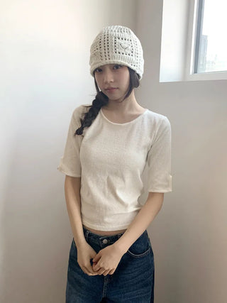 Heart Knit Mesh Beanie Hat