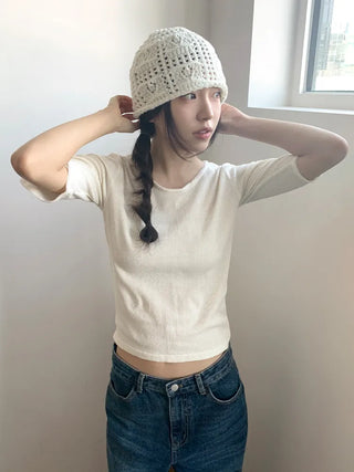 Heart Knit Mesh Beanie Hat