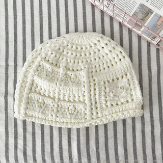 Heart Knit Mesh Beanie Hat
