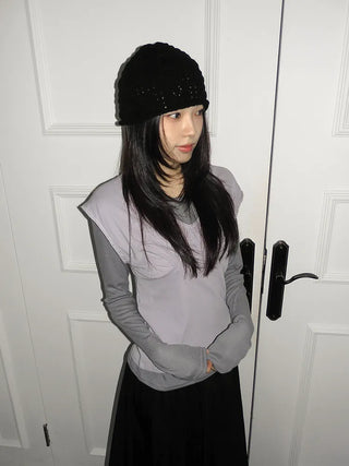 Heart Knit Mesh Beanie Hat