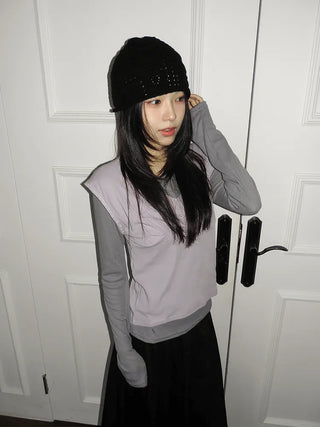 Heart Knit Mesh Beanie Hat
