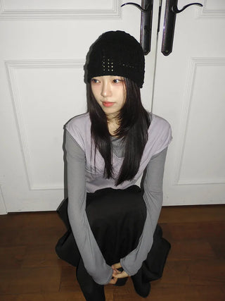 Heart Knit Mesh Beanie Hat
