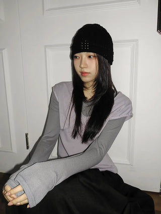 Heart Knit Mesh Beanie Hat