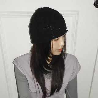 Heart Knit Mesh Beanie Hat