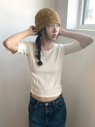 Heart Knit Mesh Beanie Hat