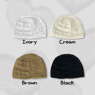 Heart Knit Mesh Beanie Hat