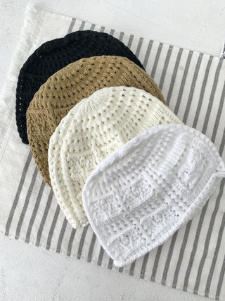 Heart Knit Mesh Beanie Hat