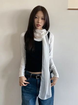 Delicate See-through Chiffon Long Scarf