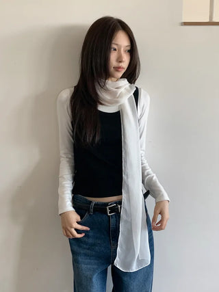 Delicate See-through Chiffon Long Scarf