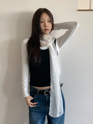 Delicate See-through Chiffon Long Scarf