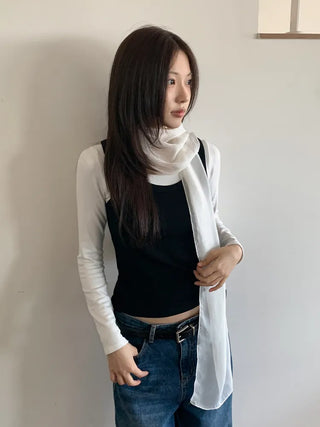 Delicate See-through Chiffon Long Scarf