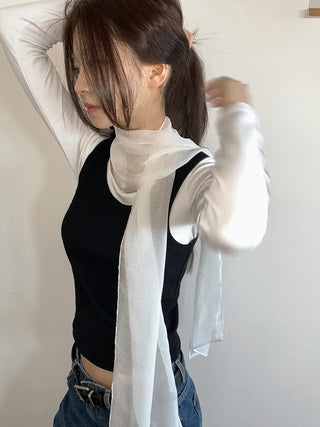 Delicate See-through Chiffon Long Scarf