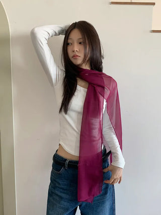 Delicate See-through Chiffon Long Scarf